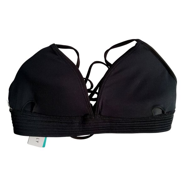 Seafolly Womens Black Bikini Bra Top  Strappy back design Size 16 Nylon Elastane - Picture 3 of 8